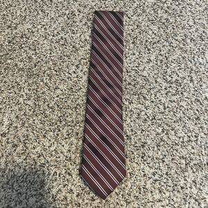 Michael Kors Striped Necktie - Burgundy, White - Business,‎ Formal